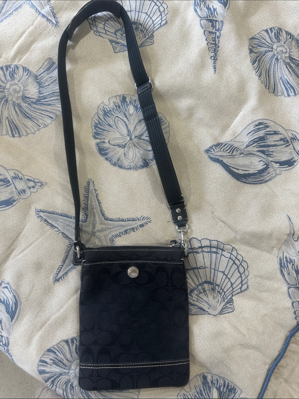 Coach Small Black Signature Crossbody with Adjustable Strap